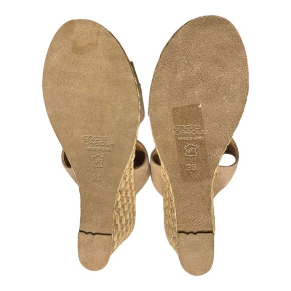 ANDRE ASSOUS Alana Wedge Espadrilles Leather Sandals Spain EU 38 7.5 - Picture 4 of 9